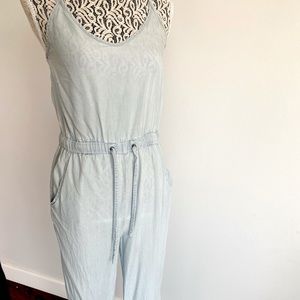 Full length light weight romper with cinched waste